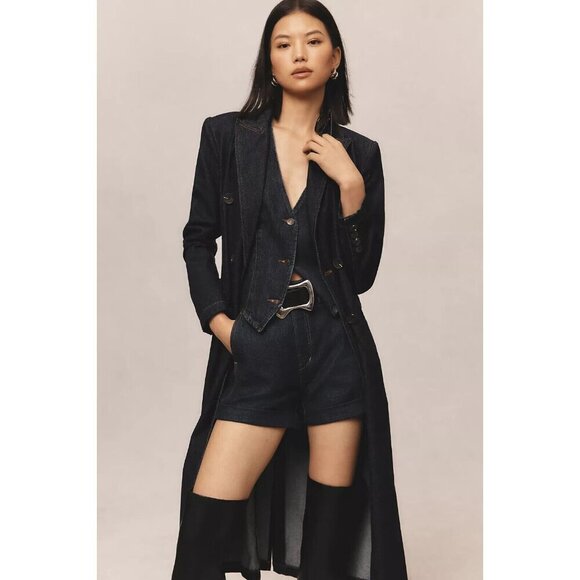 Anthropologie Avec Les Filles Dark Wash Denim Trench Coat XS - Picture 6 of 6